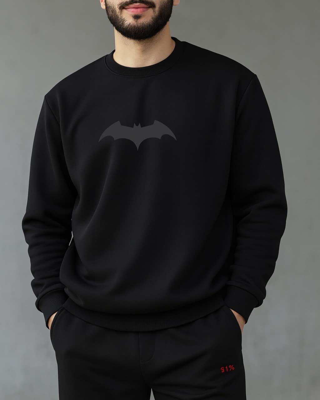 Mens Black Batman Sweatshirt (Premium Soft Fleece)