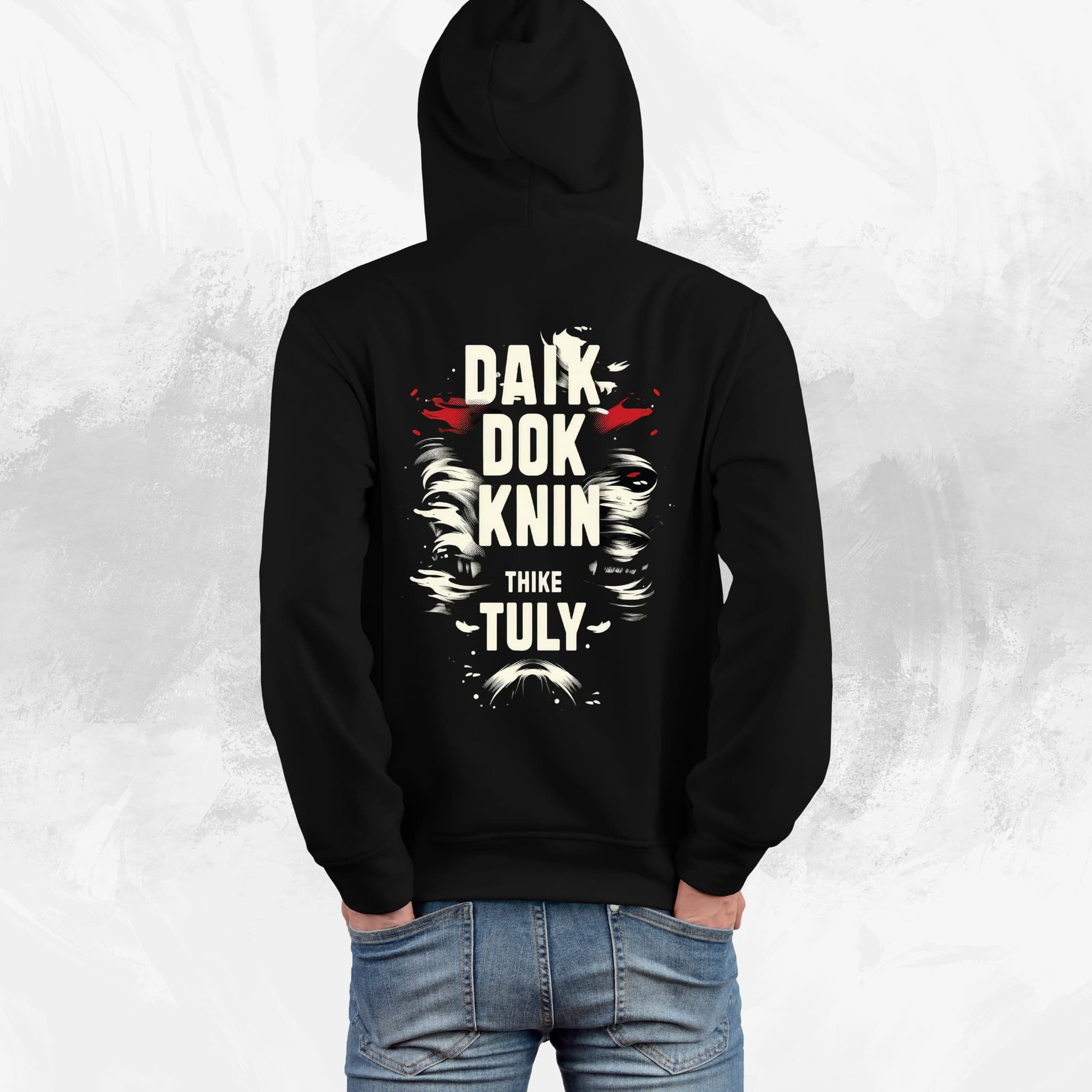 Mens Black Graphic Art Hoodie Abstract Typography Design