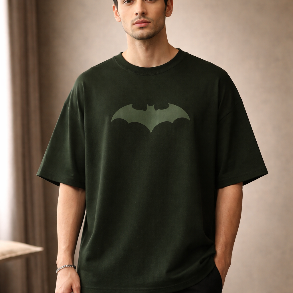 Batman-Inspired Minimal Drop Shoulder T-Shirt